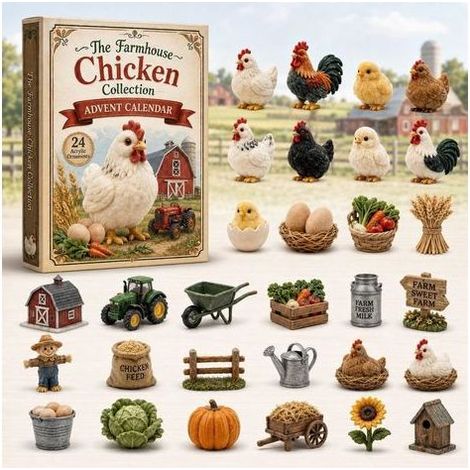 Poule blanche à la ferme calendrier avent 2026 2D boîte surprise