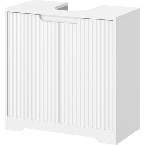 Meuble sous-évier avec portes à fermeture amortie 60 x 30 x 60 cm Blanc (1/5)