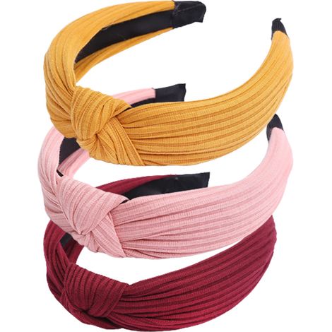 Serre-Tête Nœud Pour Femme - Tissu Doux Et Élastique - Sport Et Quotidien - Lot De 3 Couleurs