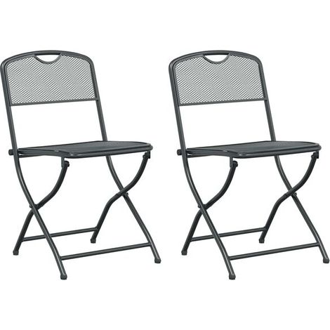 Deux chaises de jardin convertibles en fer forgé, gris anthracite (1/5)
