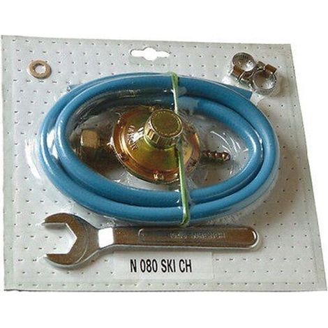 REGOLATORE PER CUCINE E FORNELLI A GAS+1 CHIAVE + 2 MT TUBO+2 FASSCETTE