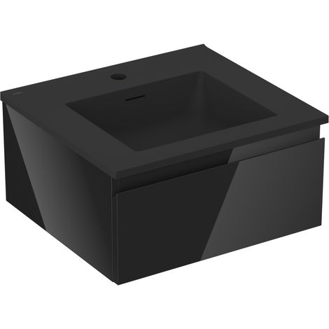 Mexen Orio Badezimmerunterschrank 50 cm mit Waschbecken Otis, 1 Schublade, schwarz glänzend/schwarz matt - 91A10-05023-1-BF70-W (1/5)
