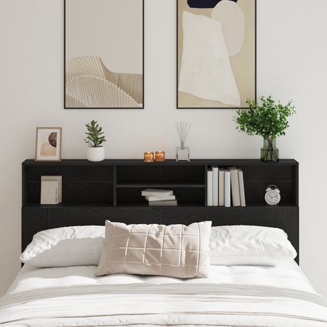 Kopfteil Schrank Schwarz Eichen-Optik 180 x 19 x 103,5 cm
