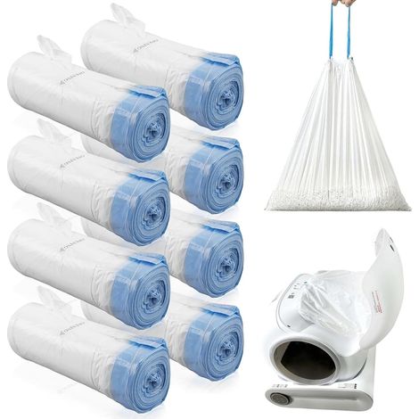 160 Pieces Self-Cleaning Cat Litter Bags 50 x 40 cm, Cat Litter Bag, Rolls for Cat Litter, 8 Rolls, Durable, Tear-Resistant for Self-Cleaning Litter, Blue (1/5)