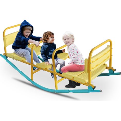 Balancín infantil de 3 plazas 132,99 cm con estructura metálica y asientos con respaldo (1/5)