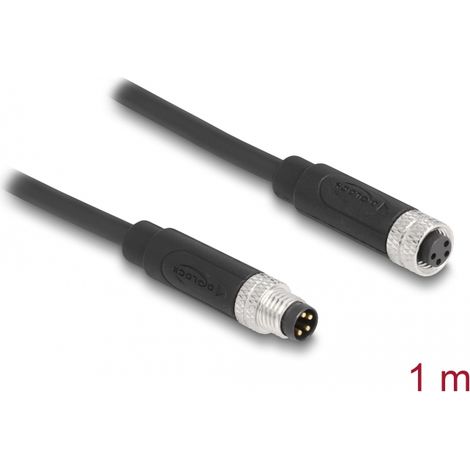Delock Cable M8 de 4 pines con codificación A macho a hembra PUR (TPU) 1 m