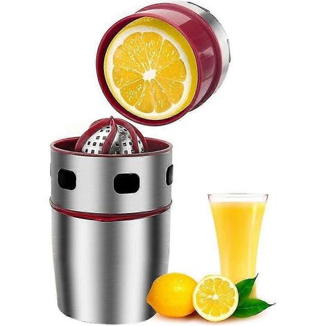 Presse-agrumes manuel Aokn's Kitchen, mini presse-citron en acier inoxydable, presse-agrumes manuel (argent rouge)