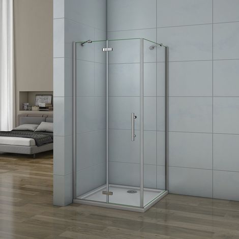Box Doccia Angolare Porta Battente con Parete Fissa Vetro 6 mm Temperato Anticalcare Trasparente Telaio Cromo Lucido 100x70x195 cm (1/5)