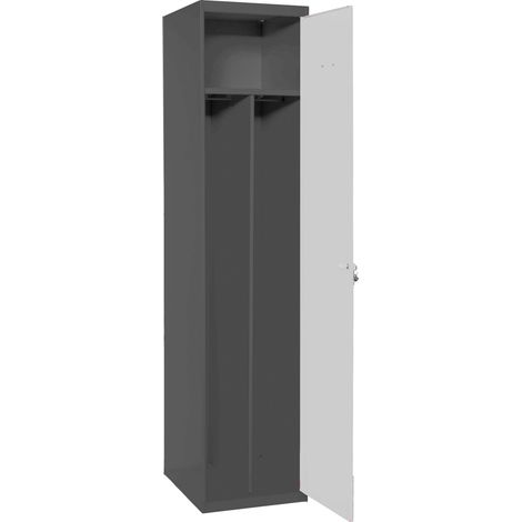 SimonRack Armadietto Spogliatoio Metallico 1 Anta, 1800x400x500 mm, 2 Scomparti, Serratura con Chiave e Areatori, Antracite/Grigio - Simonlocker