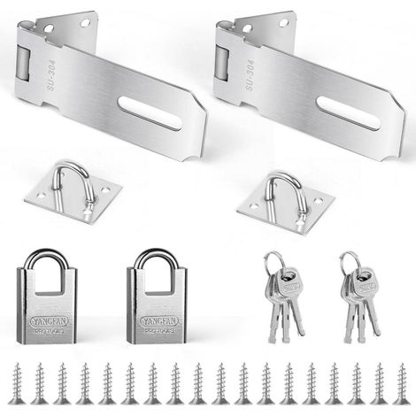 2er Set Sicherheitsschloss mit Vorhängeschloss, verzinkt, rostfrei, für Tür & Tor