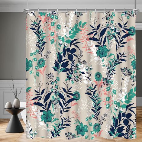 Duschvorhang 180x200 Blaue Grasblume H200 x B180 cm (1er Pack) (1/5)