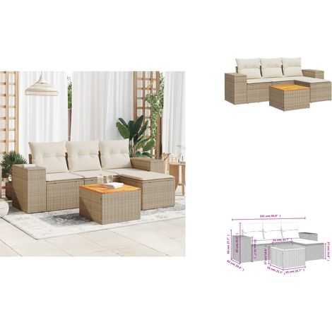 Salon de jardin avec coussins 5 pcs beige résine tressée - Ensemble Salon De Jardin - Salon De Jardin Extérieur - Meuble De Jardin - Mobilier De Jardin - Résine Tressée (1/3)