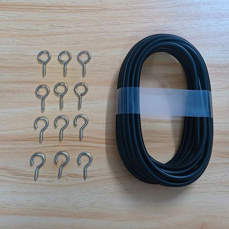 Hot-selling curtain accessories: 3-meter black spring rope with eyelets, 6 question mark hooks, 6-piece set (1/5)