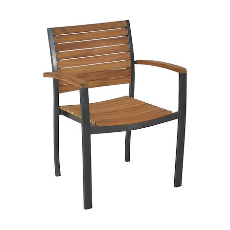 Santorin Stapelsessel 2er Set Aluminium/Akazie