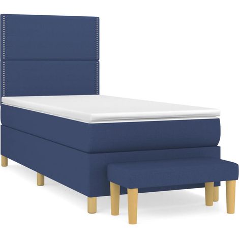 Maison Exclusive - Cama box spring con colchón tela azul 90x190 c (1/5)