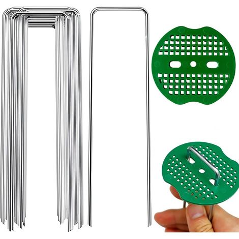 Lot de 30 Sardines de Fixation U en Métal Inoxydable avec Rondelle Anti-Dérapante 100x40mm - Pour Toile de Paillage, Jardinage, Pelouse et Aménagement Paysager (1/5)