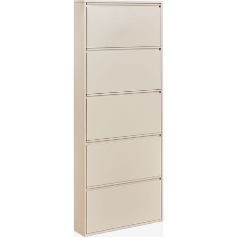 SKLUM Logan Schuhschrank aus Stahl Beige Tapioca 5 Türen