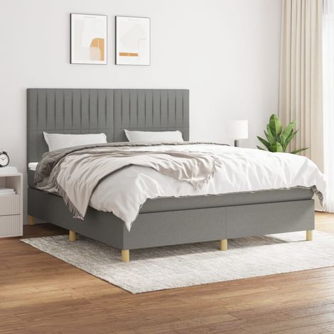 Boxspringbett mit Matratze Dunkelgrau 160x200 cm Stoff (1/5)