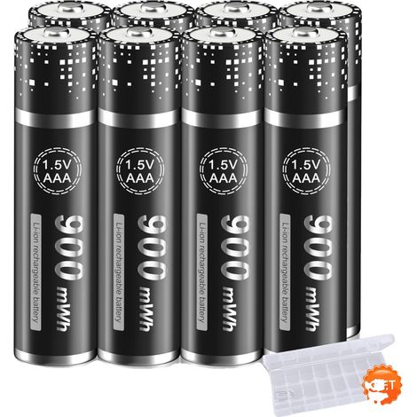 Batteries Lithium-Ion Rechargeables, Chargeur Intelligent à 8 Emplacements, Compatibilité Polyvalente, Or (1/2)