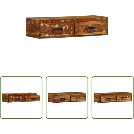 Rangement murale -  Meuble TV mural 80x30x19 cm bois massif de récupération (1/5)