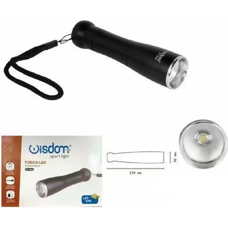 Wisdom - Torcia Led Ricaricabile Luce Led Chip Xpe Luminosita Regolabile Gancetto Dt-2086 - (1/5)