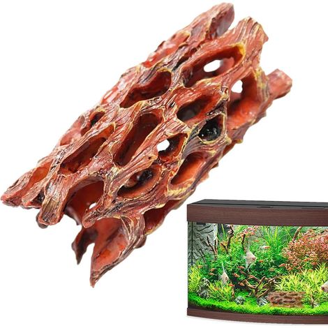 Maison de crevettes aspect bois en PVC avec plusieurs cavités – cachette naturelle pour les crevettes et les petits poissons, 10 cm (1/5)
