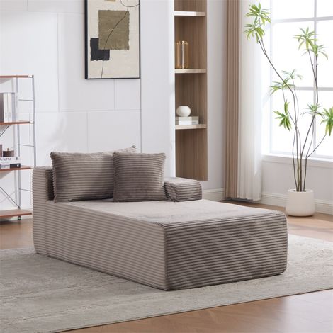 Méridienne modulable - 174x100x74,5cm - Canapé de compression en chenille mousse haute résilience 30D sans montage - Gris (1/5)