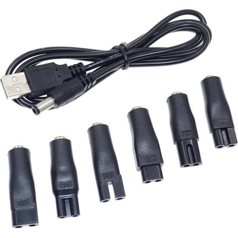 Universal Hair Trimmer Cable with DC Connector Charging Heads Power Cord Razor Charger Convector for Razors, Purifiers, Table Lamps and Other Cords (1/5)