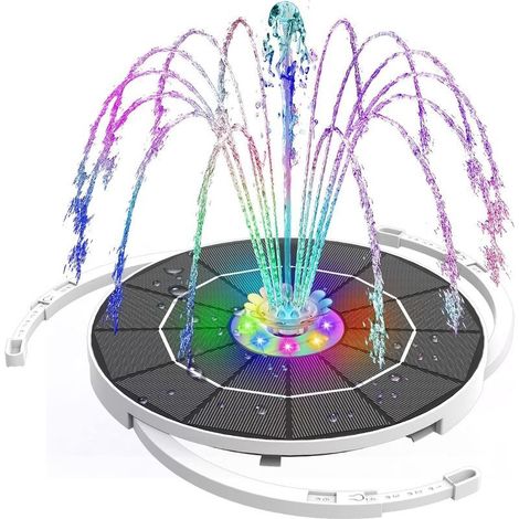 5,5W Fontaine Solaire avec Barre de Support Réglable Coloré LED Pompe Solaire pour Bassin avec Différentes Buses pour Bassin de Jardin,Bain d'oiseaux,DIY Jeu d'eau (1/5)