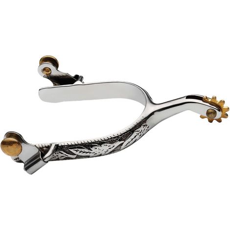 Speroni Western in acciaio inox con bassorilievi a foglia - Silver