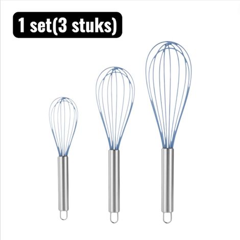 Lot de 1 ensemble de 3 fouets de cuisine fouets batteurs fouet à oeuf batteur à main batteur pour gâteaux et crème fouettée ustensiles de pâtisserie professionnels bleu (1/5)