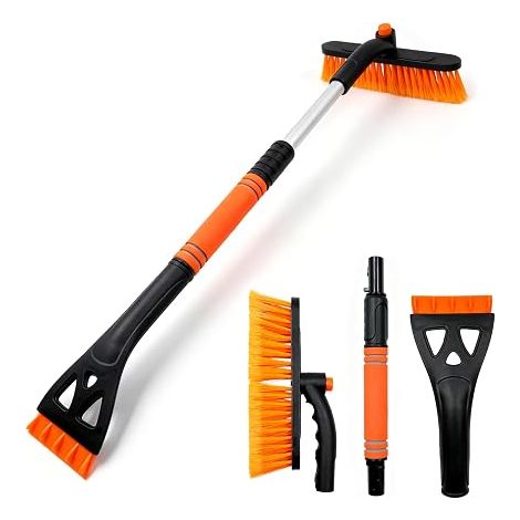 Grattoir à glace – Brosse à neige 3 en 1 pour pare-brise de voiture, longue brosse grattoir à glace de voiture pour pare-brise, poignée en mousse avec long manche (1/5)