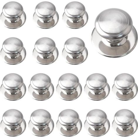 Stainless steel drawer knobs, 16 self-adhesive cabinet handles, 1.18-inch adhesive sliding door handle with mounting screws for glass cabinet drawers (1/5)