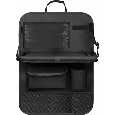 Organisateur Voiture Enfant, Protection Siège Arrière avec Pochette Transparente, Organisateur avec Plateau et Poche pour Téléphone/iPad(Noir) (1/4)