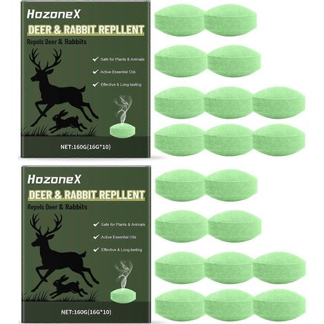2 paquetsPilules répulsives contre les cerfs et les lapins, pour la maison, l'extérieur et le jardin, répulsif à base d'huiles végétales, protection longue durée (1/5)