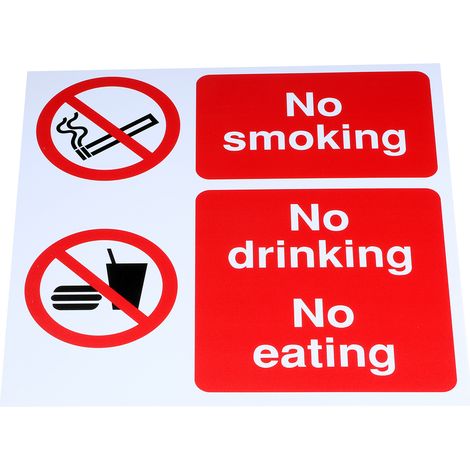 Panneau interdiction, avec pictogramme : Défense de fumer "No Eating, No Smoking ( Prix pour 1 )