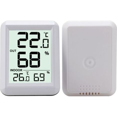 Lntyq Thermomètre Intérieur et Extérieur, Thermomètre Connecté avec Capteur Extérieure sans Fil, Thermomètre Hygrometre Numérique avec Grand Ecran LCD, Commutateur ℃/℉, pour Bureau, Maison, Chambre,67 (1/5)