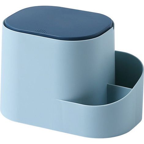 Papelera de oficina creativa con tapa, azul (1/5)
