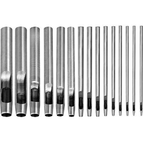 Set of 15 round hole punches for leather and watches, 0.5 to 10 mm (1/5)