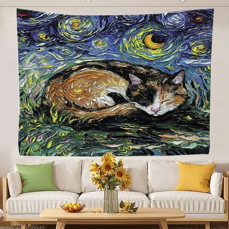 Tapisserie murale colorée style universitaire pour chambre à coucher, décoration murale pour chambre à coucher, maison ou dortoir 150x130cm (1/5)