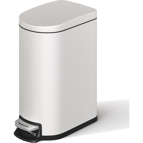 Poubelle cuisine compacte 10L/2,6 gal - Acier inoxydable blanc - Seau intérieur amovible - Couvercle à fermeture douce - Idéale salle de bain, espace réduit - Blanc (1/5)