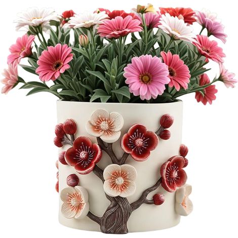 handgemachte Blumenkübel Pflaumenblüten Geprägte Vase für