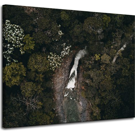 Leinwanddruck Wasserfall aus der Vogelperspektive 100x80 cm