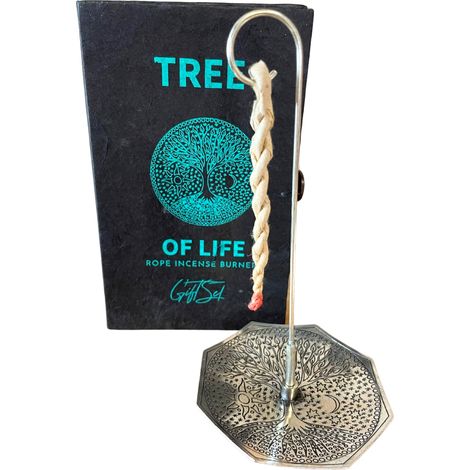 Ensemble d'encens en corde et porte-encens plaqué argent - Arbre de vie- Vendu par 1 (1/4)