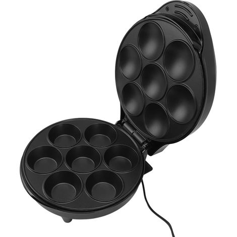 Gaufrier à gâteaux 1200W, 7 trous, noir, prise américaine 110V, pour cupcakes, muffins et brioches à la cannelle (1/5)