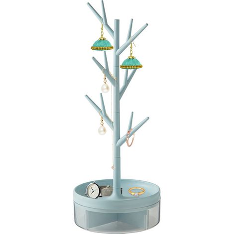 Drehbarer Schmuckständer – Schmuckpräsentation mit 360°-Drehfuß, 2 oder 3 Ebenen aus ABS, Schwarz/Weiß/Rosa/Blau, Maße (28,2 x 16 cm / 36,5 x 14 cm), 1 Stück