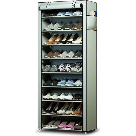 Einfaches Schuhregal aus mehrlagigen Stahlrohren, montagefrei, staubdicht, platzsparend, für Haushalt und Studentenwohnheim