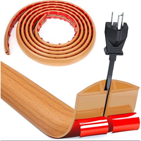 Pont de Câblage, Petit Canal de Câblage Flexible, 3.0m X 3cm Veinage de Bois Canal de Câblage de Plancher, Protection de Câblage de Plancher en PVC, Canal de Câblage Extérieur pour Bureaux Câble Duct (1/5)