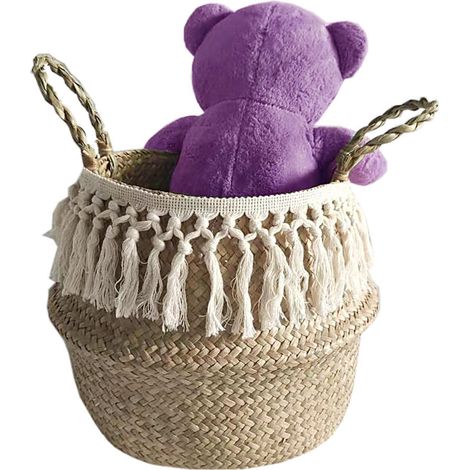 Corbeille en Seagrass Naturelle Panier Pliable Multifonction pour Stockage Laundry Basket Tissé Manuellement Modèle M 27x24cm avec 1 Unité (1/5)