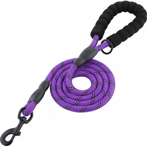 Correa para perros, acolchada, con mango suave, cuerda para cachorros y perros pequeños y medianos, 1,5 metros, Morado, 150 cm x 1,2 cm (1/5)